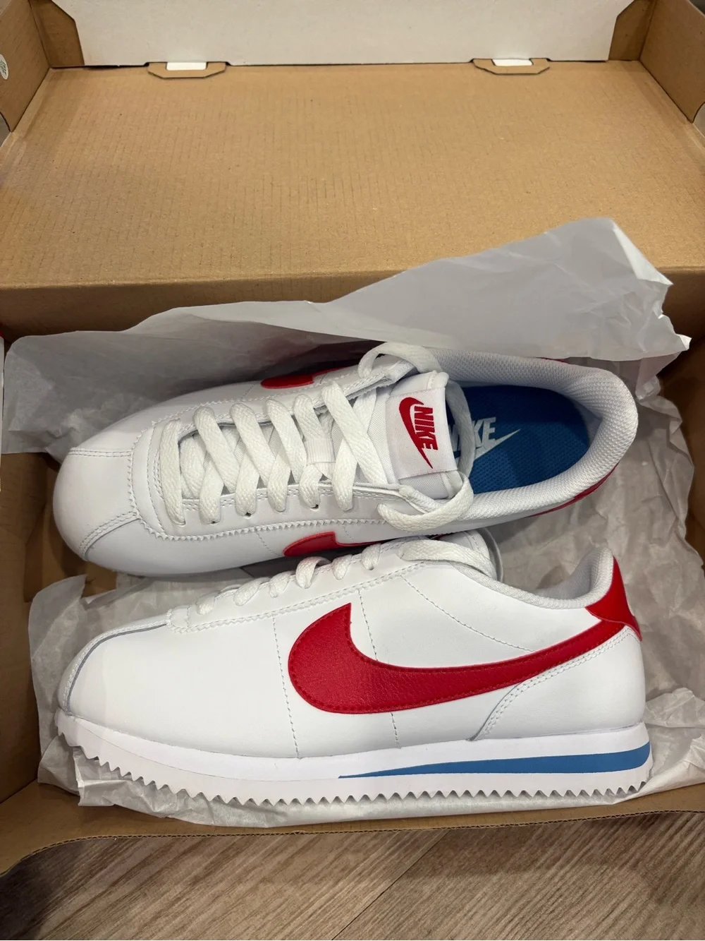 Nike Cortez White Leather Sneakers NIB W 7.5